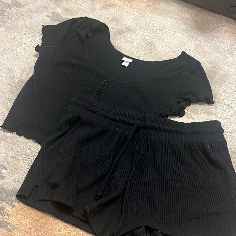 Black Ribbed Two-Piece Set